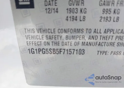 2015 Chevrolet Cruze Ltz из США, поврежденный, VIN 1G1PG5SB5F7157103